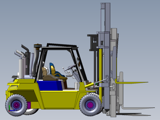 6款自动叉车3d图打包液压叉车solidworks三维模型图叉车图纸资料左视缩略图