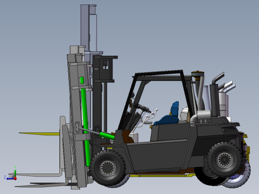 6款自动叉车3d图打包液压叉车solidworks三维模型图叉车图纸资料右视缩略图
