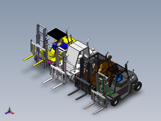 6款自动叉车3d图打包液压叉车solidworks三维模型图叉车图纸资料正等轴测缩略图