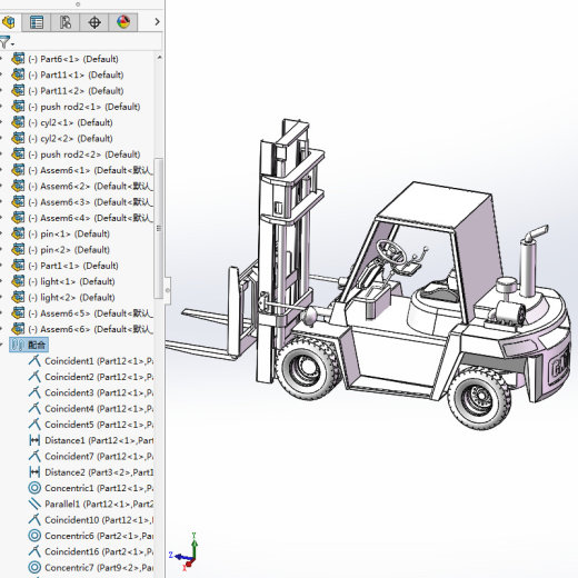6款自动叉车3d图打包液压叉车solidworks三维模型图叉车图纸资料缩略图