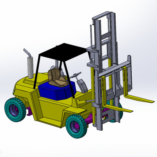 6款自动叉车3d图打包液压叉车solidworks三维模型图叉车图纸资料缩略图