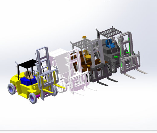 6款自动叉车3d图打包液压叉车solidworks三维模型图叉车图纸资料缩略图