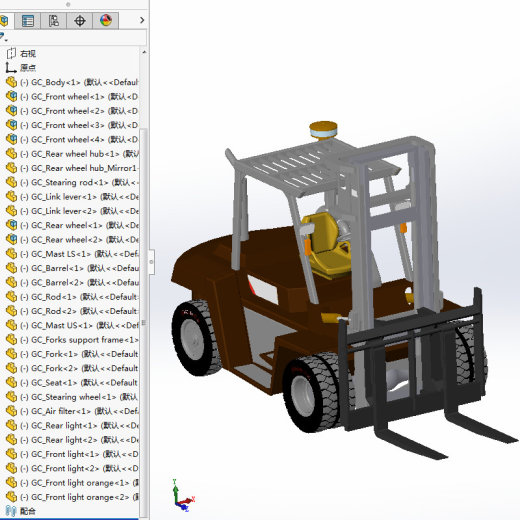 6款自动叉车3d图打包液压叉车solidworks三维模型图叉车图纸资料缩略图