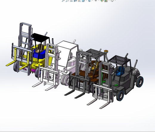 6款自动叉车3d图打包液压叉车solidworks三维模型图叉车图纸资料缩略图