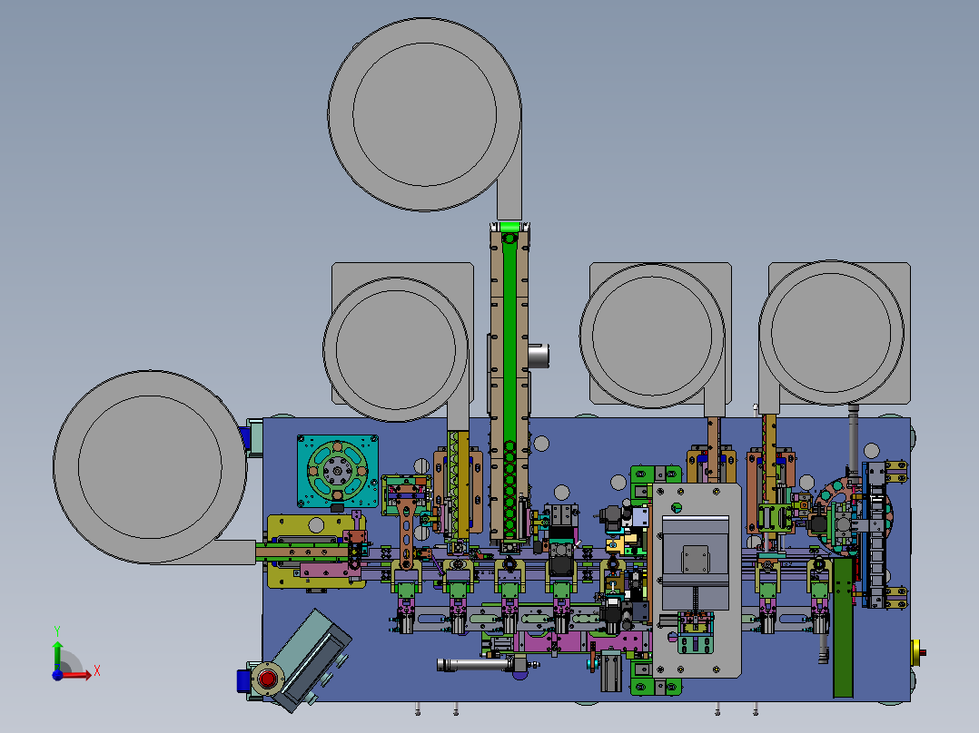 按钮开关自动组装机3D图纸三维图纸 自动组装机3D三维图纸前视图