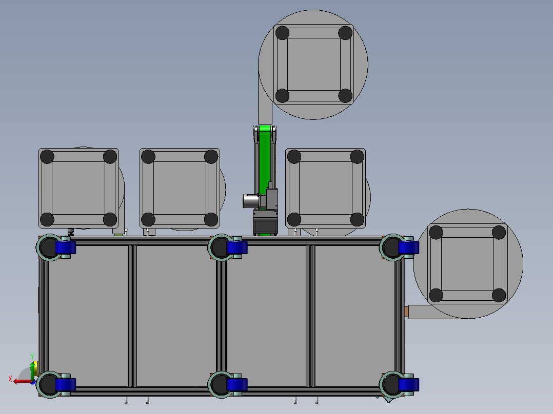 按钮开关自动组装机3D图纸三维图纸 自动组装机3D三维图纸后视图