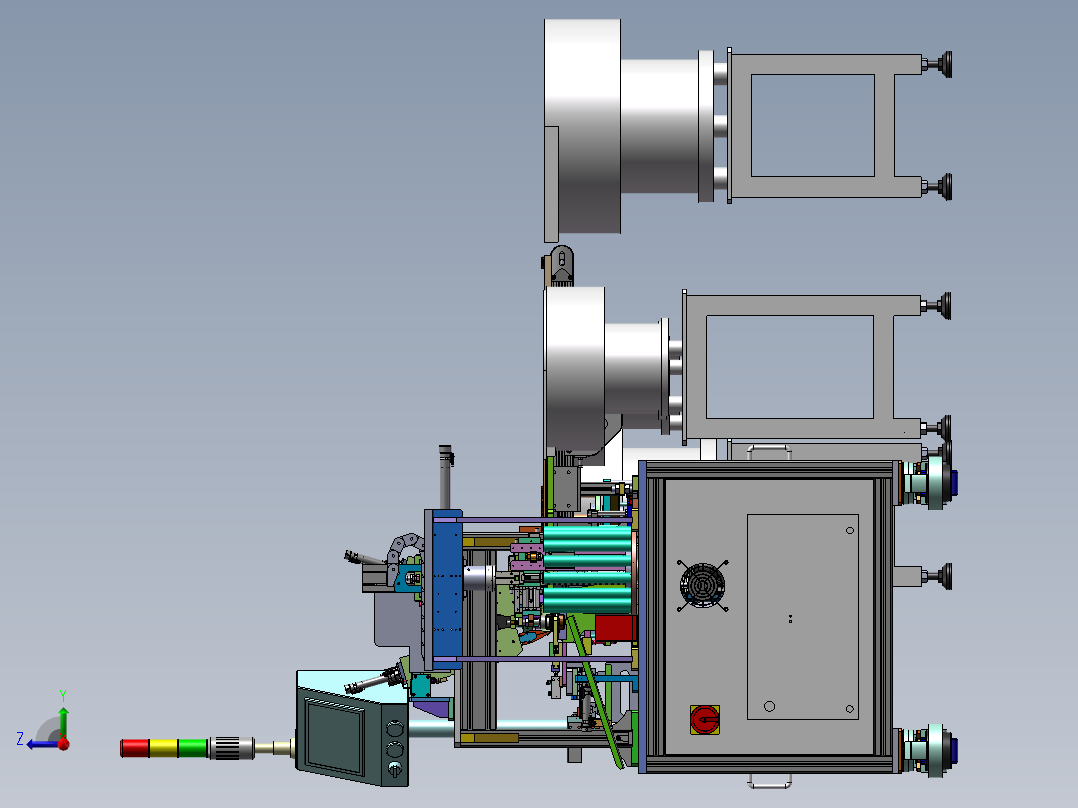 按钮开关自动组装机3D图纸三维图纸 自动组装机3D三维图纸右视图