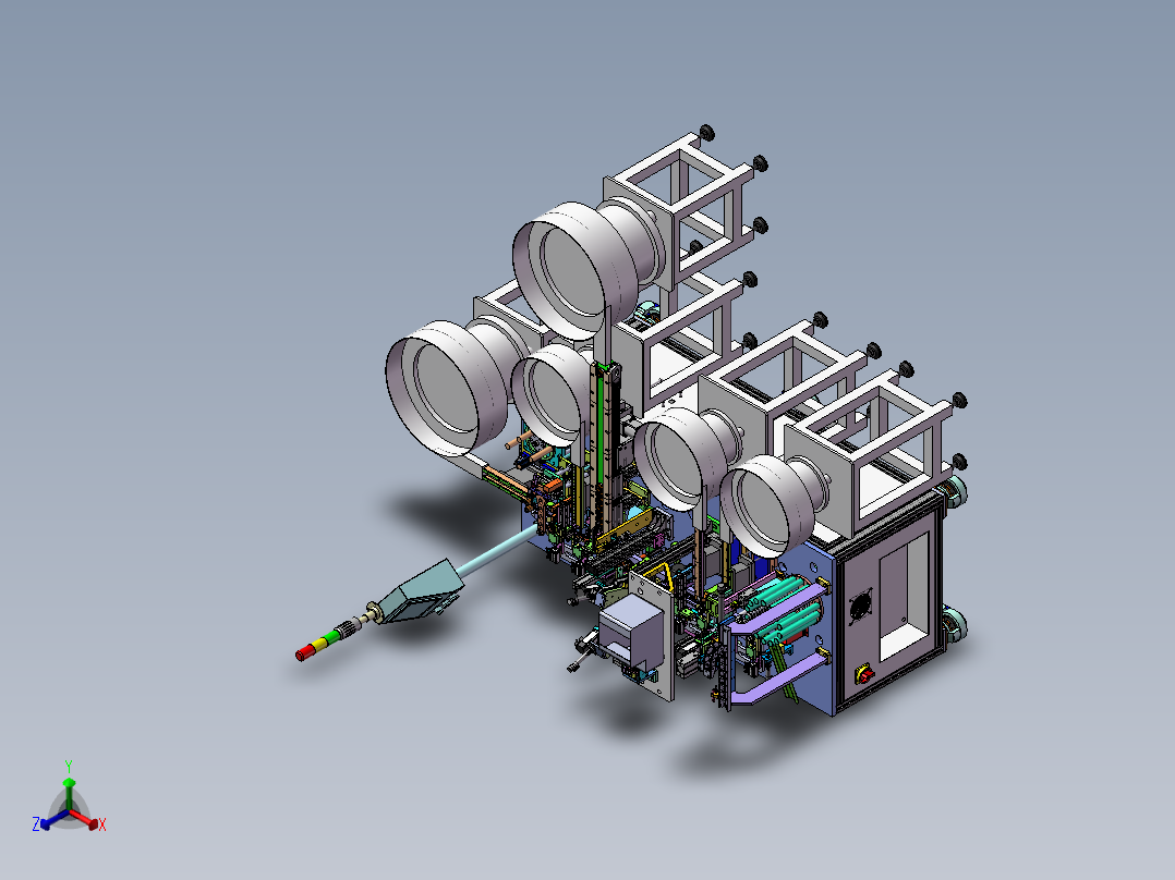 按钮开关自动组装机3D图纸三维图纸 自动组装机3D三维图纸正等轴测图