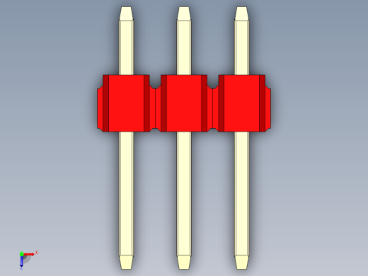 彩色公头100mil（2.54mm）系列-DS1021_red_3x03p_100mil_Type1_rev1.0俯视缩略图