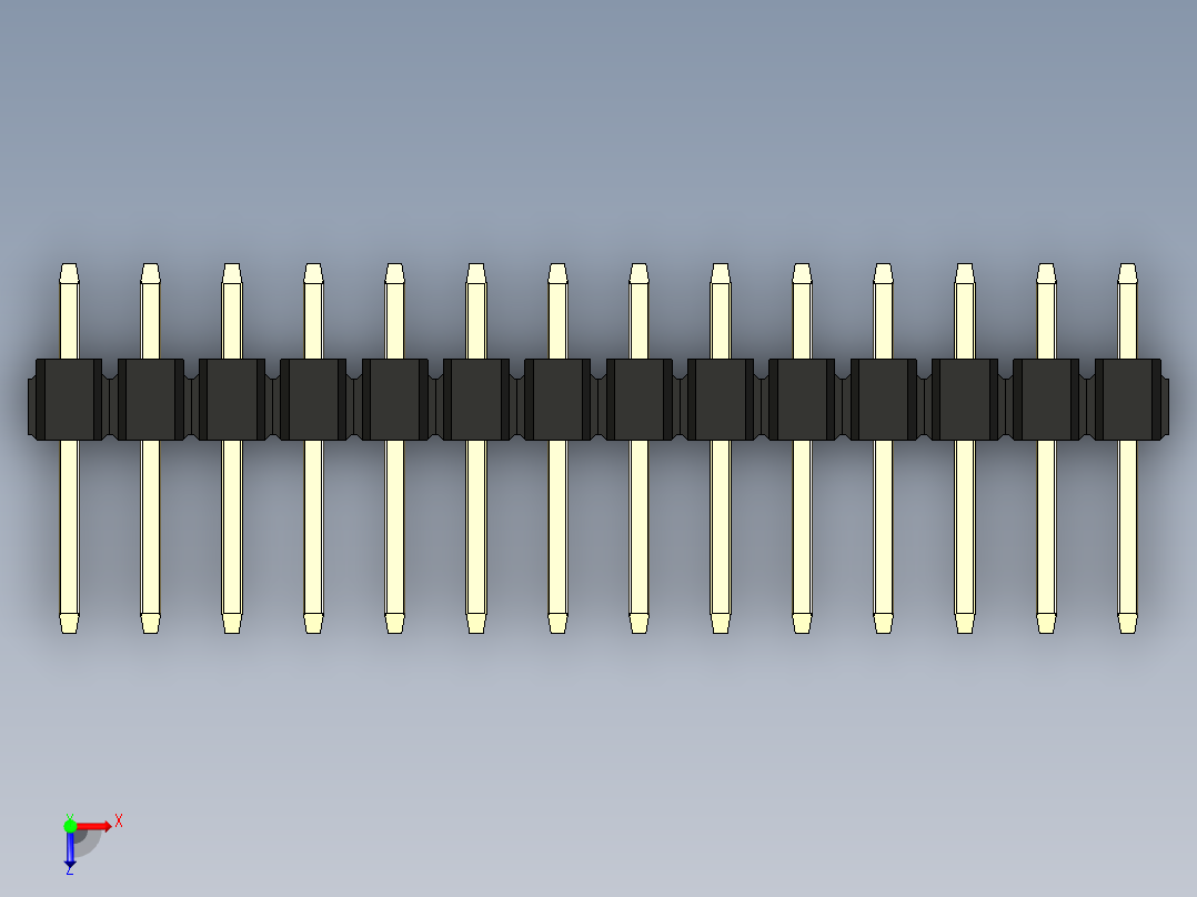 彩色公头100mil（2.54mm）系列-DS1021_black_3x14p_100mil_Type1_rev1.0俯视图