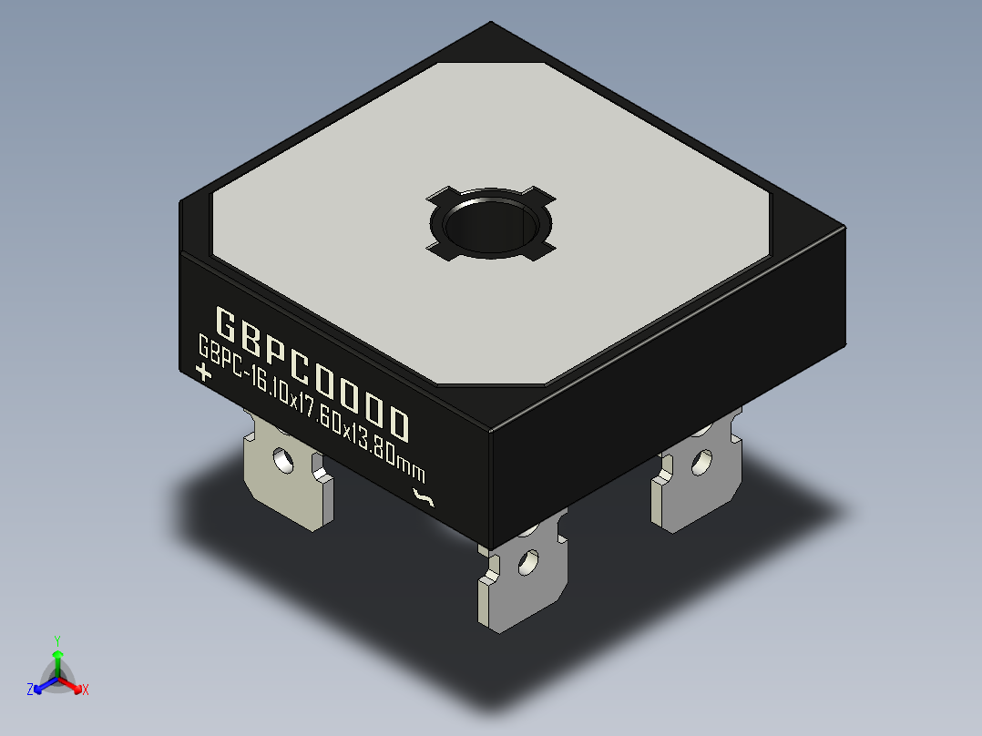 桥式整流器-GBPC_Min_Size_Low_Profile正等轴测图