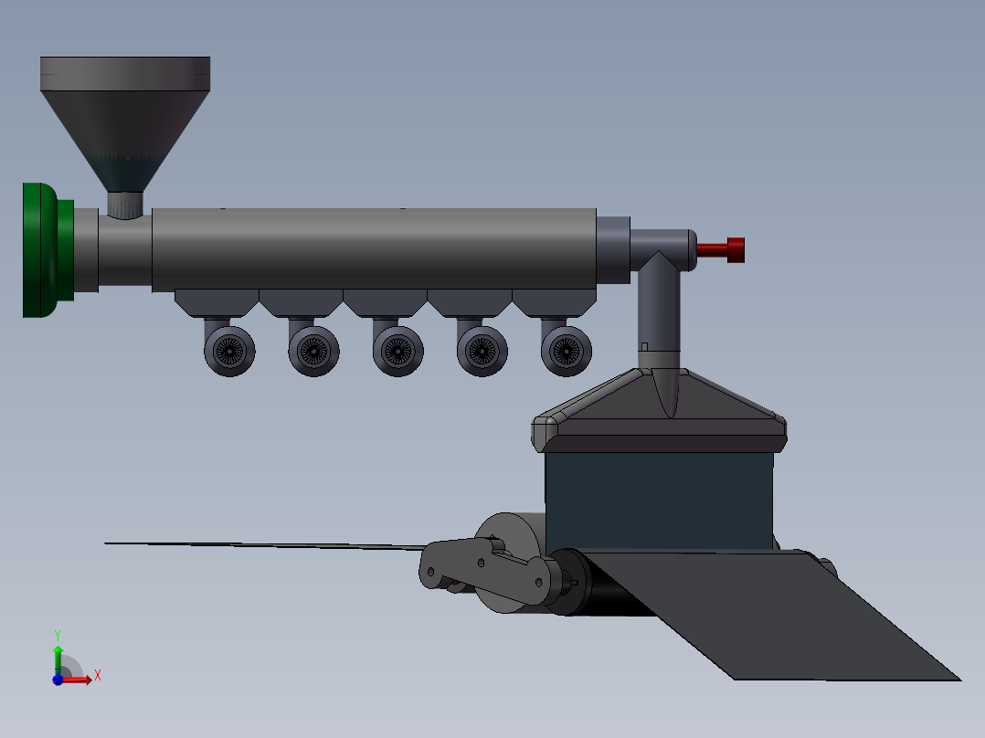 塑料薄膜挤出机结构模型3D图纸 Solidworks设计前视图