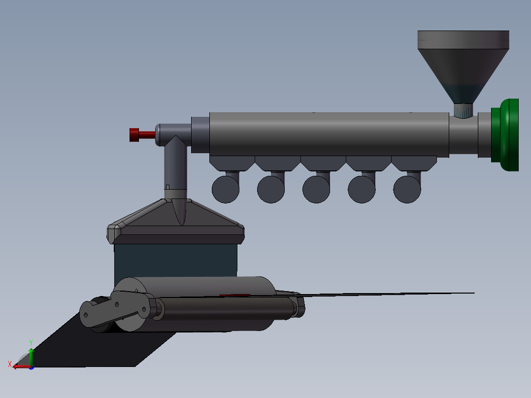 塑料薄膜挤出机结构模型3D图纸 Solidworks设计后视图