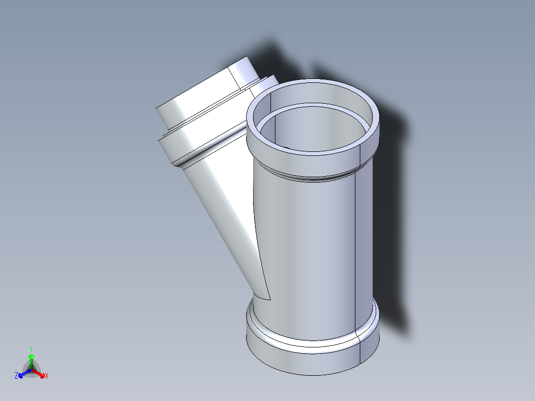 船舶管路系统S6_SeaDrainPLUS_45ReducerWye-SxSxS_37E263035_4x4x3in Sea Drain Plus - 45 Reducing Wye - SxSxS主视图