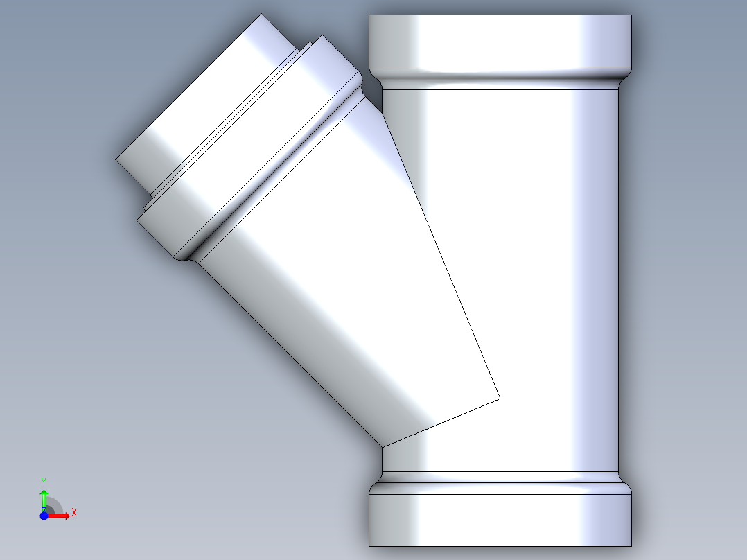 船舶管路系统S6_SeaDrainPLUS_45ReducerWye-SxSxS_37E263035_4x4x3in Sea Drain Plus - 45 Reducing Wye - SxSxS前视图