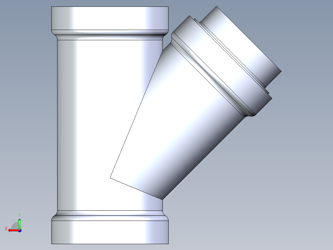 船舶管路系统S6_SeaDrainPLUS_45ReducerWye-SxSxS_37E263035_4x4x3in Sea Drain Plus - 45 Reducing Wye - SxSxS后视图
