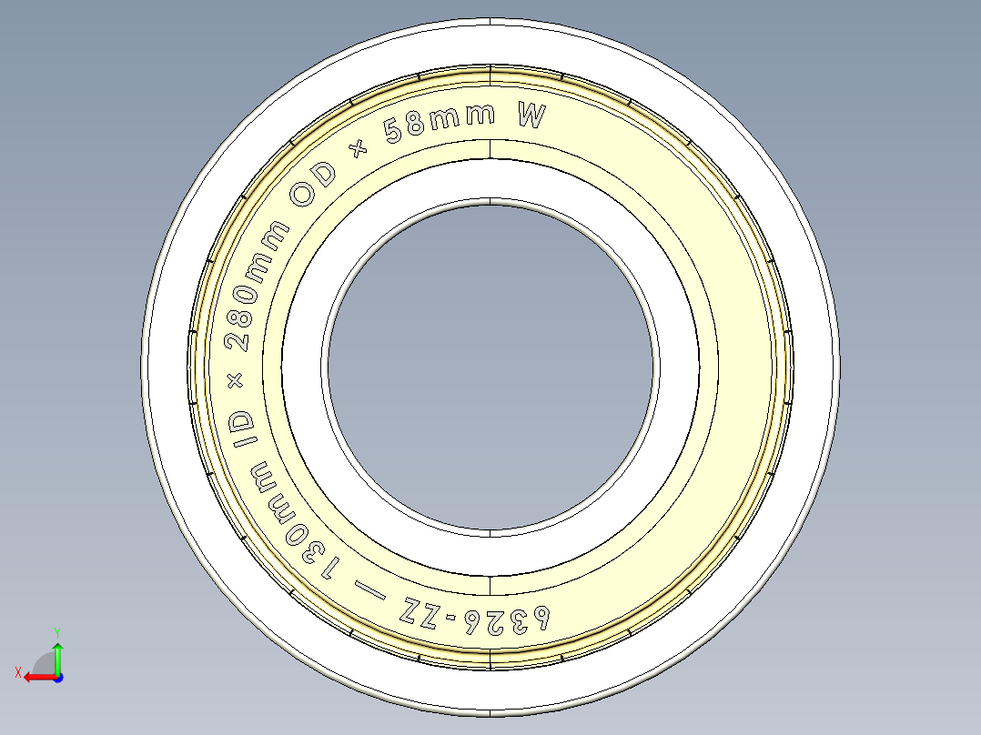 完整的公制6300-ZZ，双屏蔽轴承库SolidWorks和Step模型后视图