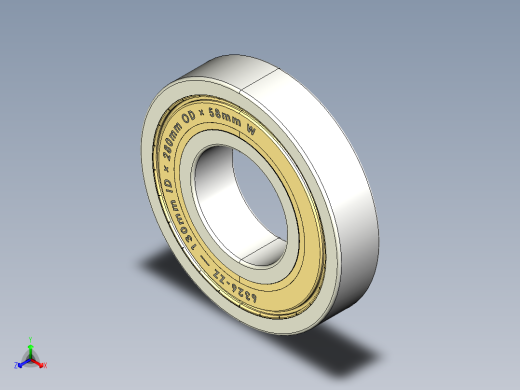 完整的公制6300-ZZ，双屏蔽轴承库SolidWorks和Step模型正等轴测缩略图