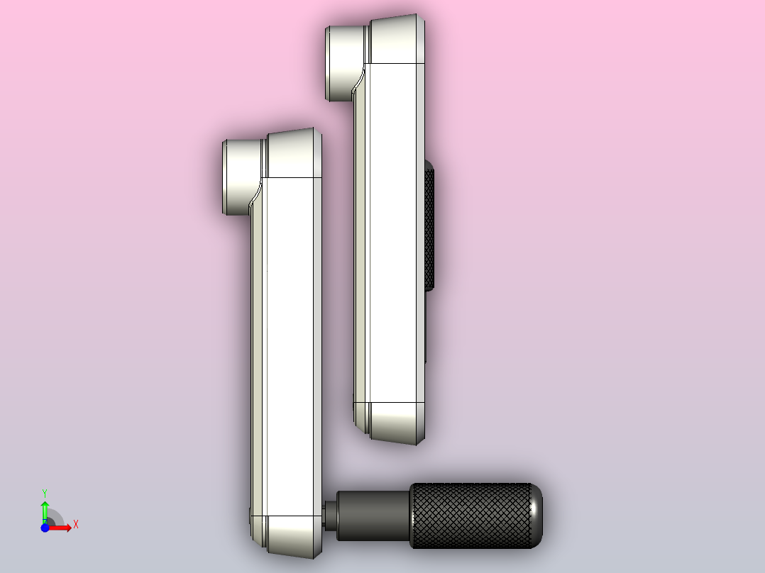 带125毫米塑料杆的折叠手柄，用于调节机械装置前视图