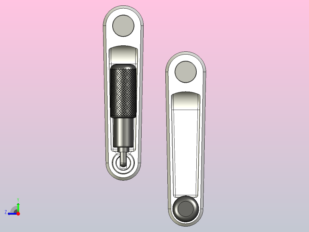 带125毫米塑料杆的折叠手柄，用于调节机械装置右视图