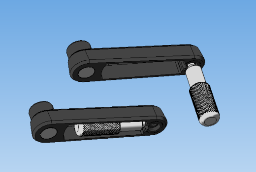 带125毫米塑料杆的折叠手柄，用于调节机械装置缩略图
