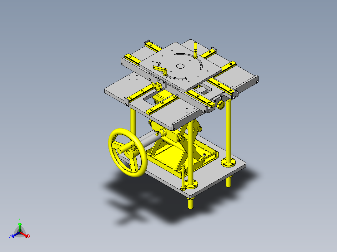 简易4轴手动滑台正等轴测图