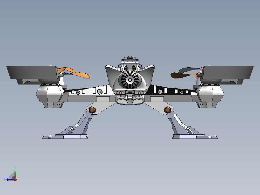 四足兽四轴飞行器右视图