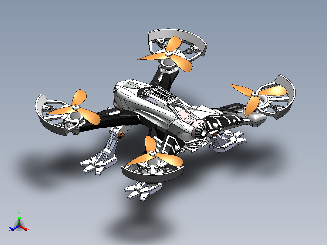 四足兽四轴飞行器正等轴测图