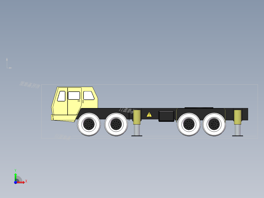 50T汽车吊3D模型前视图