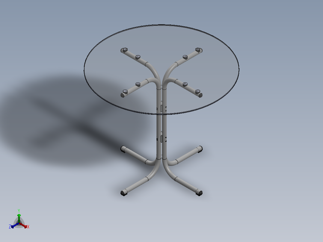 solidworks 透明餐桌设计图纸正等轴测图