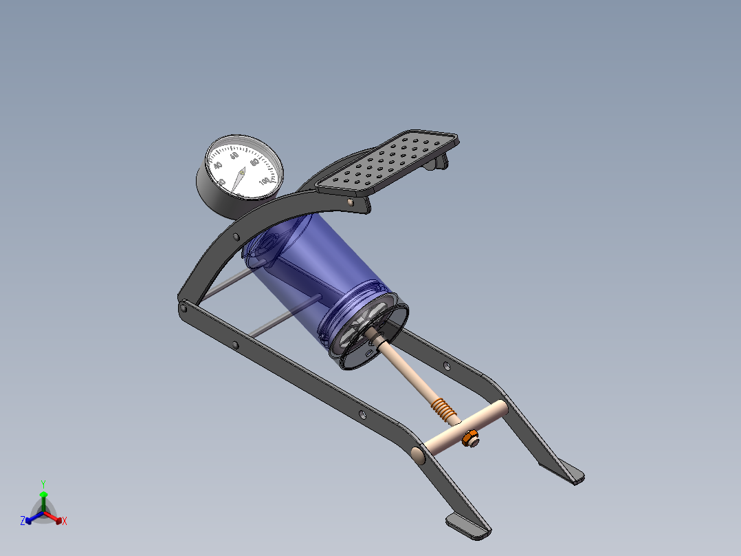 脚踏充气泵正等轴测图