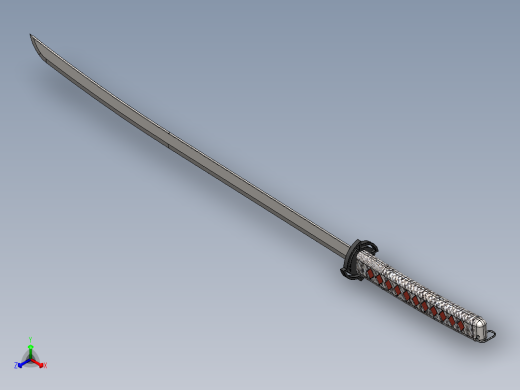 长手柄东洋武士刀正等轴测缩略图