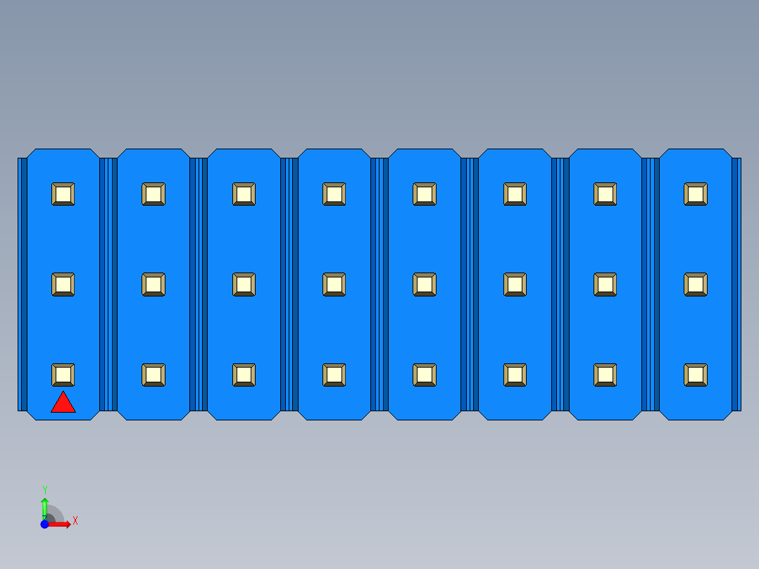 彩色公头100mil（2.54mm）系列-DS1021_blue_3x08p_100mil_Type1_rev1.0前视图