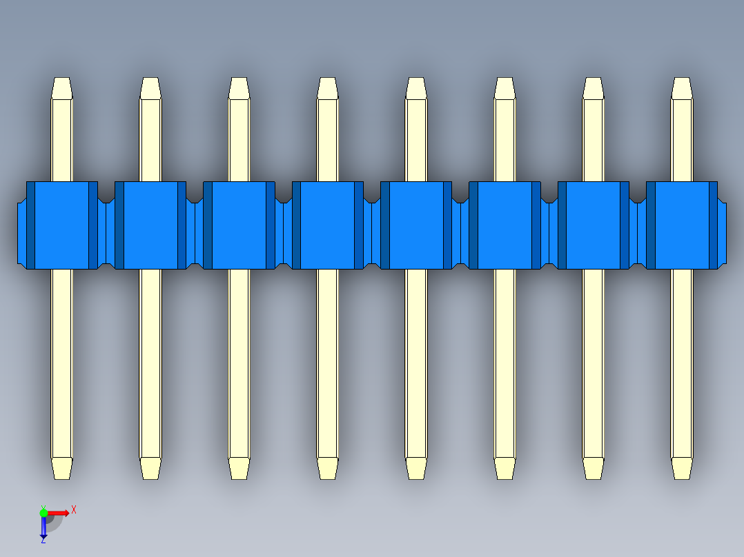 彩色公头100mil（2.54mm）系列-DS1021_blue_3x08p_100mil_Type1_rev1.0俯视图
