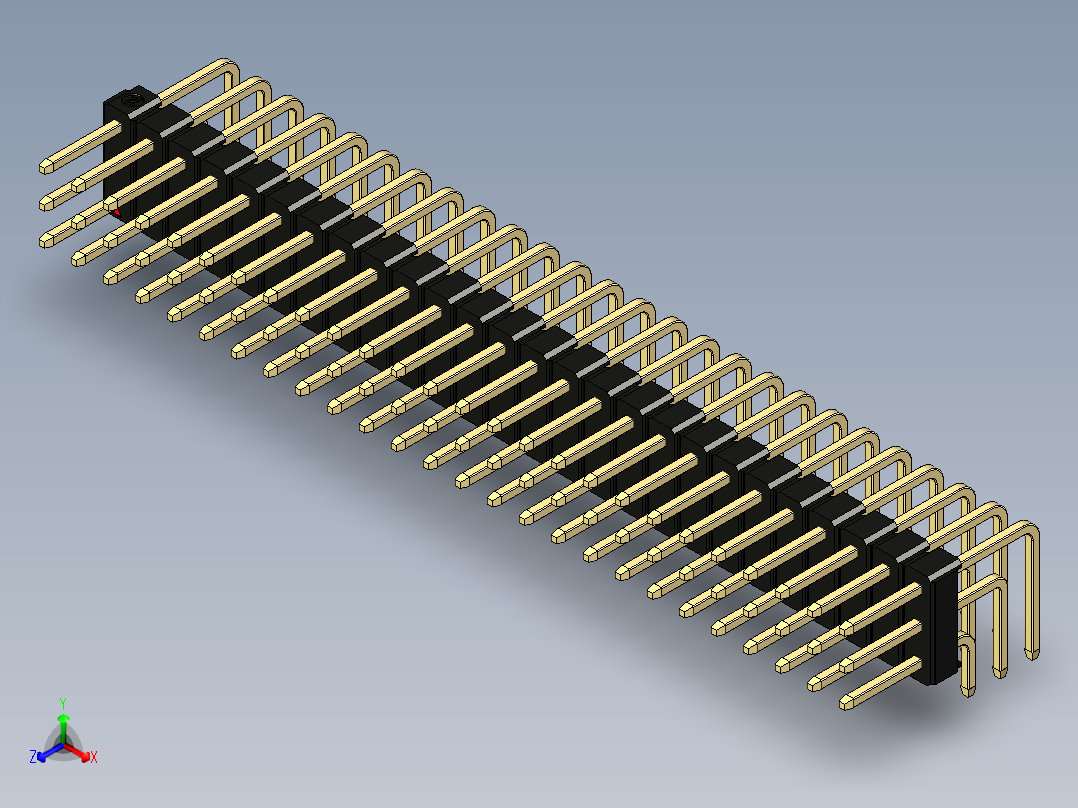 彩色公排针 100mil 2.54mm 系列-DS1022_black_3x26p_100mil_TypeD_rev1.0主视图