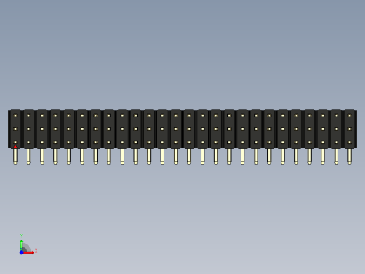 彩色公排针 100mil 2.54mm 系列-DS1022_black_3x26p_100mil_TypeD_rev1.0前视缩略图