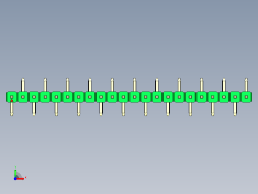 彩色公排针 100mil 2.54mm 系列-DS1022_green_22p_100mil_Type_SMT_R2_rev1.0前视缩略图