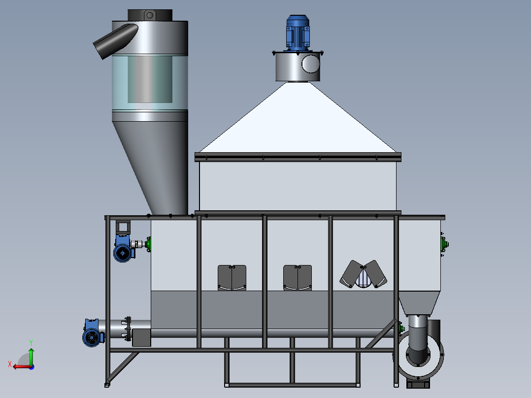 1965 СТ工业干燥设备3D模型图纸 Solidworks设计后视图