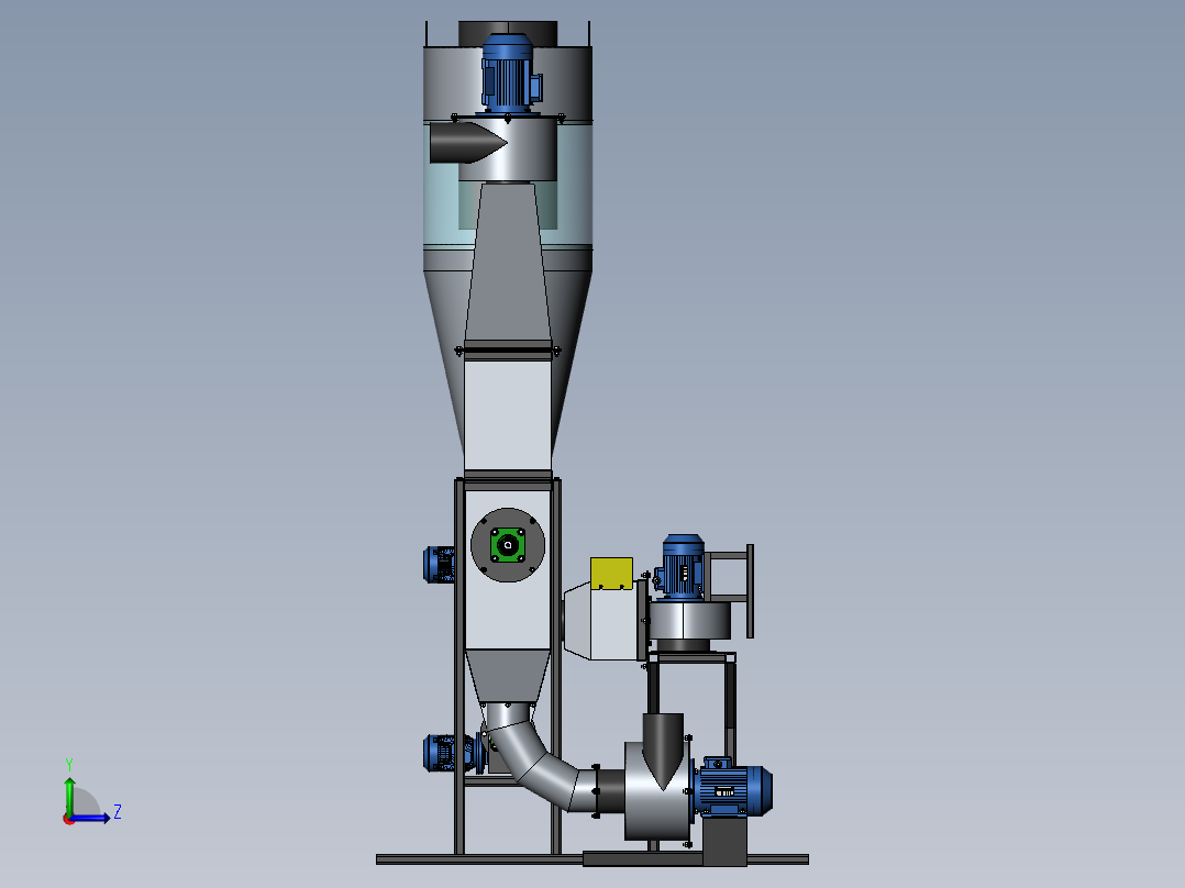 1965 СТ工业干燥设备3D模型图纸 Solidworks设计左视图