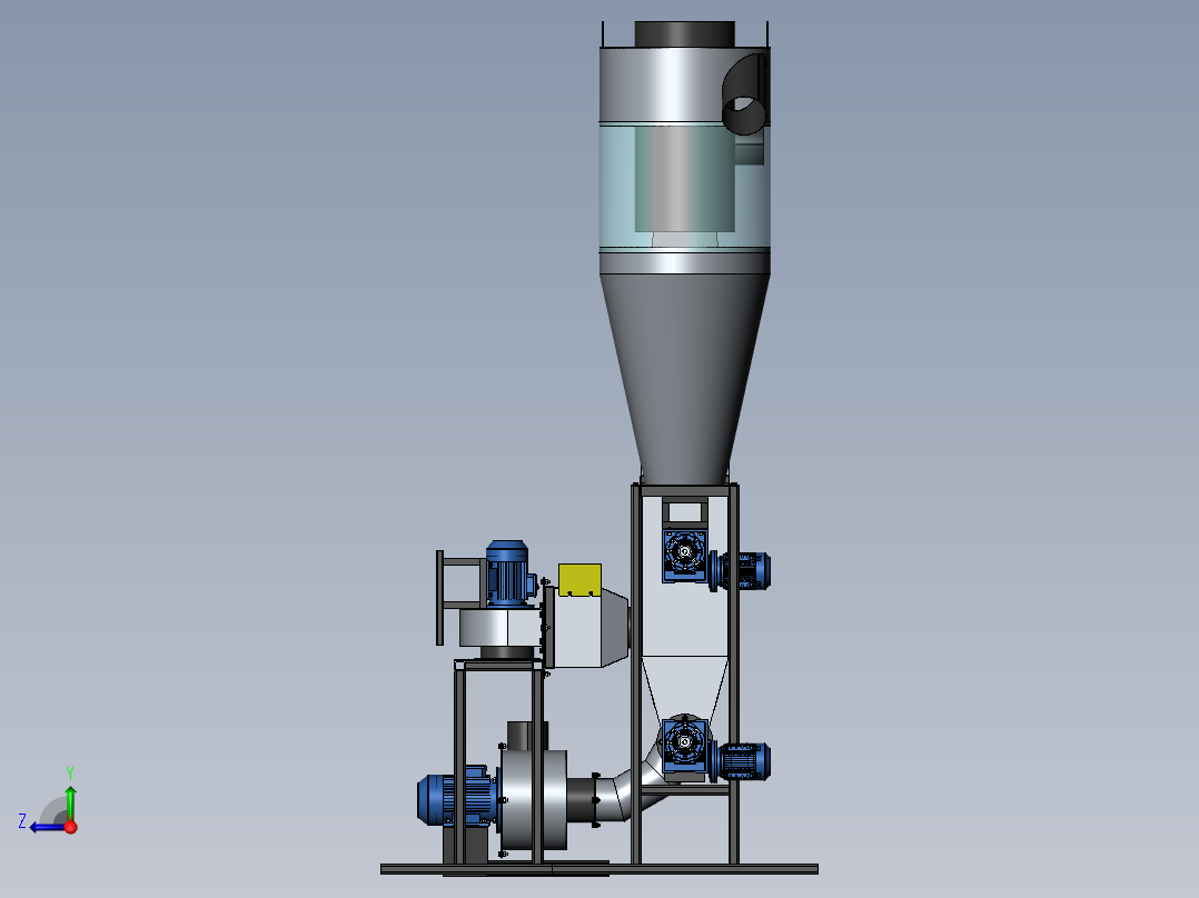 1965 СТ工业干燥设备3D模型图纸 Solidworks设计右视图