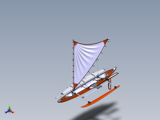 帆船独木舟3D模型图纸 Solidworks设计
