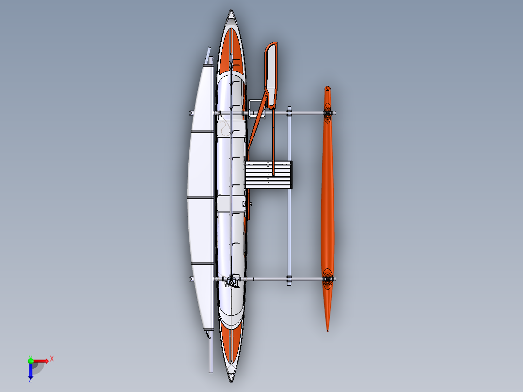 帆船独木舟3D模型图纸 Solidworks设计俯视图