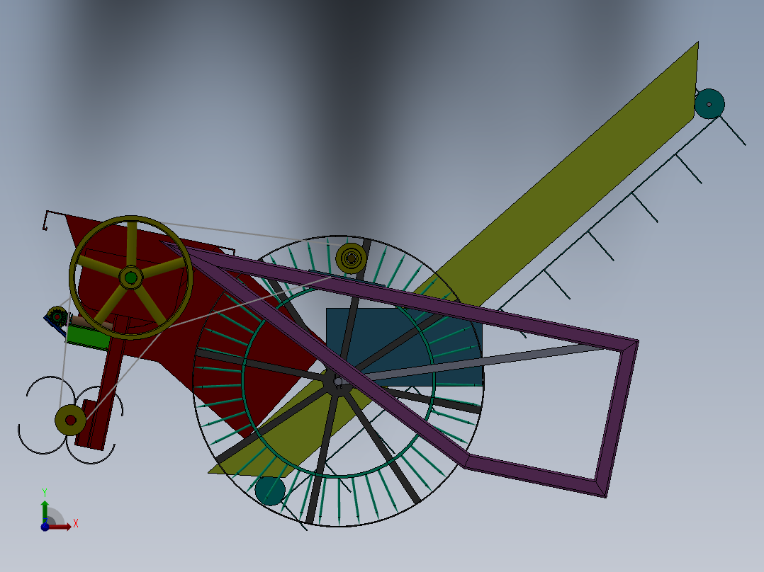 打瓜收获机设计（含三维SW模型+CAD图纸+说明书）前视图