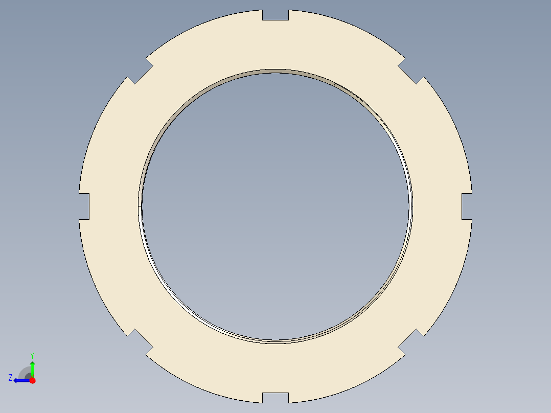 钩形扳手用开槽圆螺母右视图