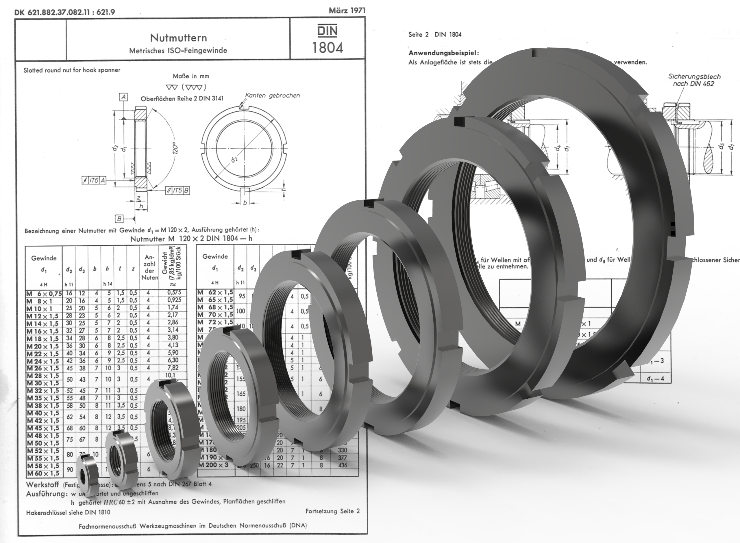 钩形扳手用开槽圆螺母