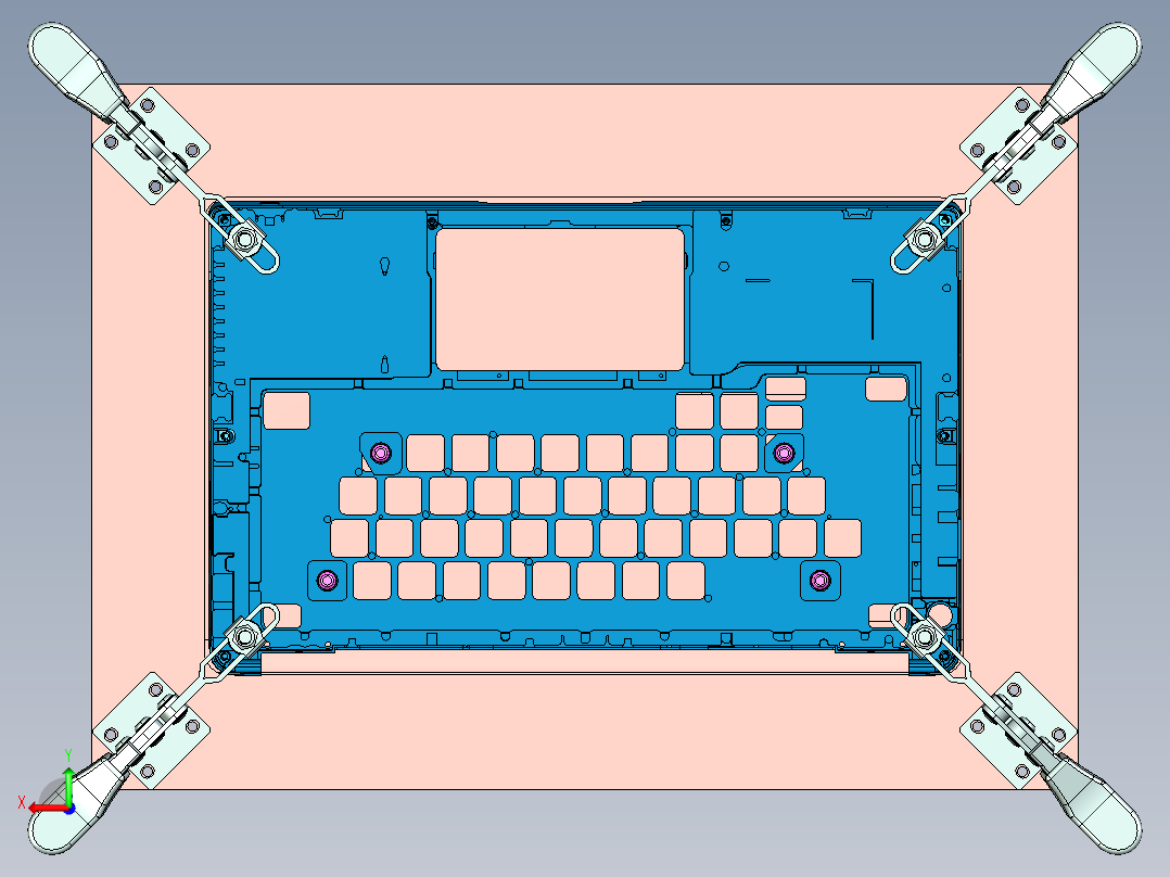 笔记本键盘外壳辅助测量检具模型后视图