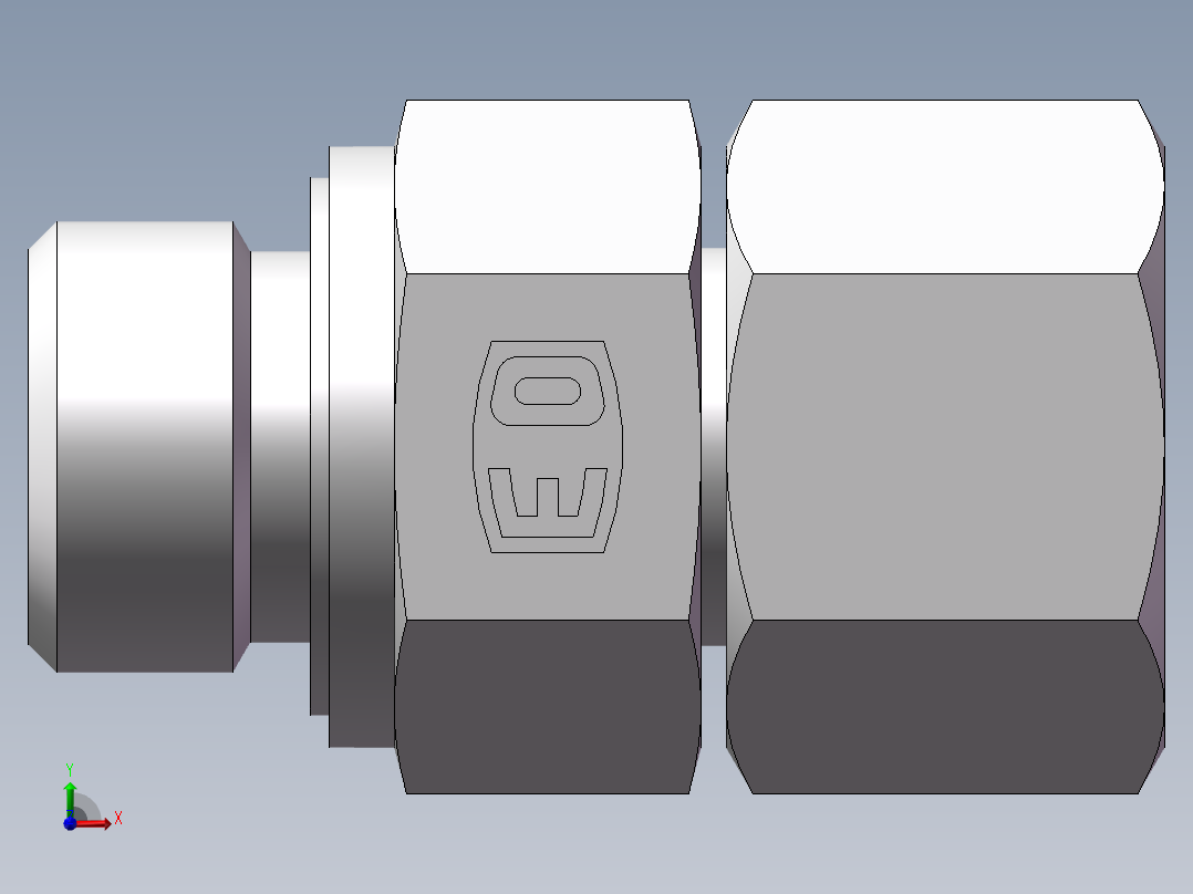 直通公制螺纹组合接头、2MD-18-20WD前视图