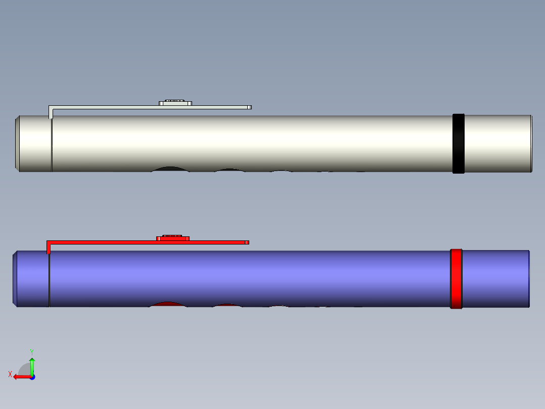 医用笔形强光照明手电筒设计后视图