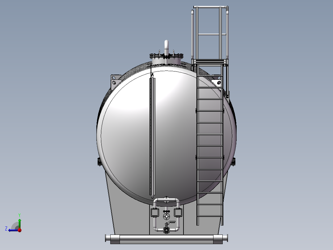压力容积、100 m3卧式储罐右视图