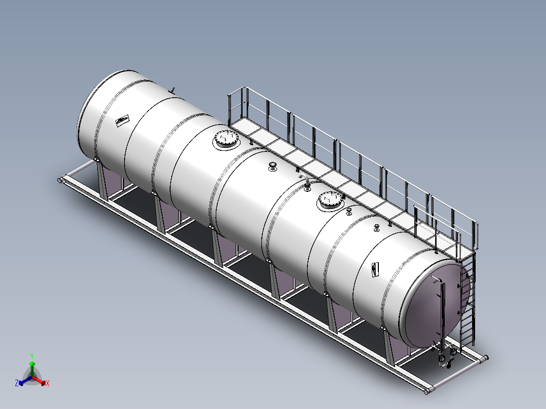 压力容积、100 m3卧式储罐正等轴测图